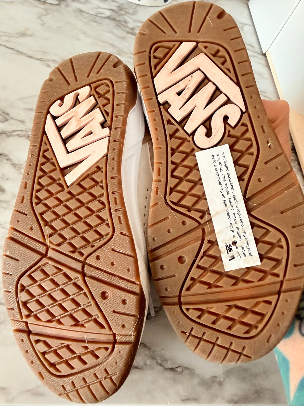 Vans Kids Tan Suede Sneakers with Pink Stripe and White Laces - Picture 4 of 5